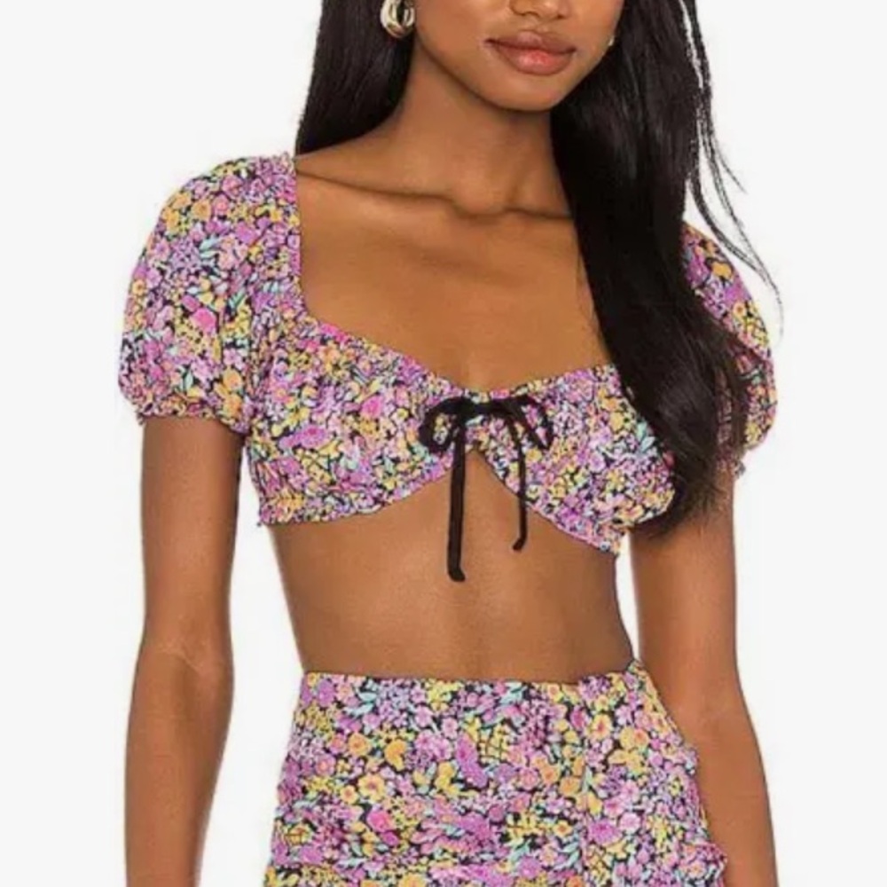 For Love & Lemons Floral Crop Top